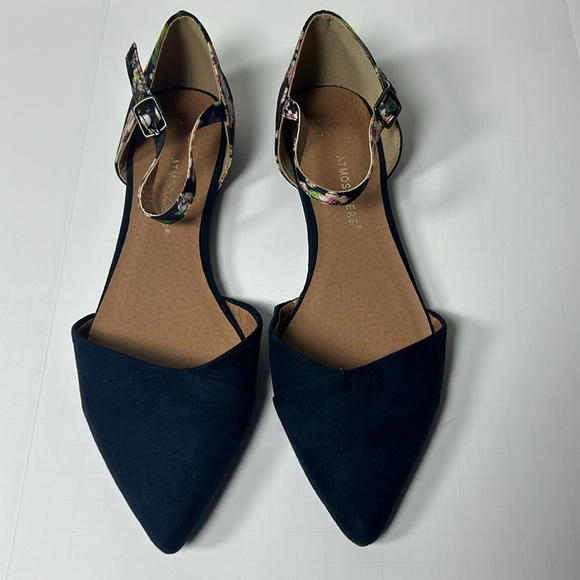 Atmosphere Floral Navy Ankle Strap Flats - Picture 4 of 5